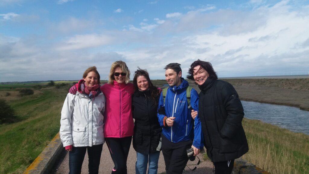 Group shot on the walk to reculver