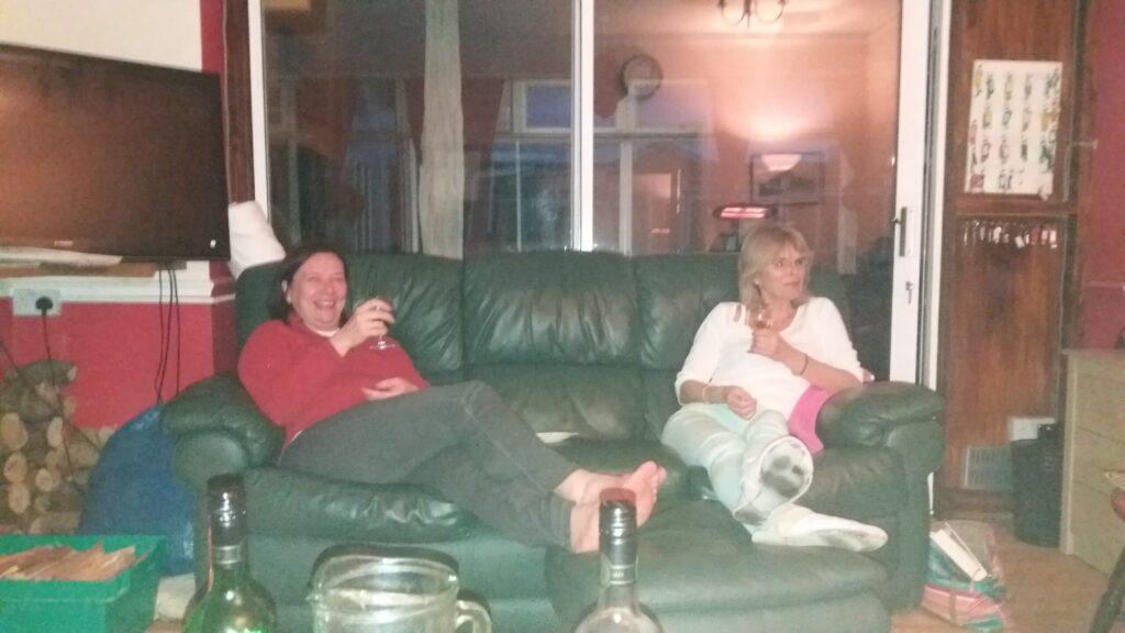 relaxing on the sofa