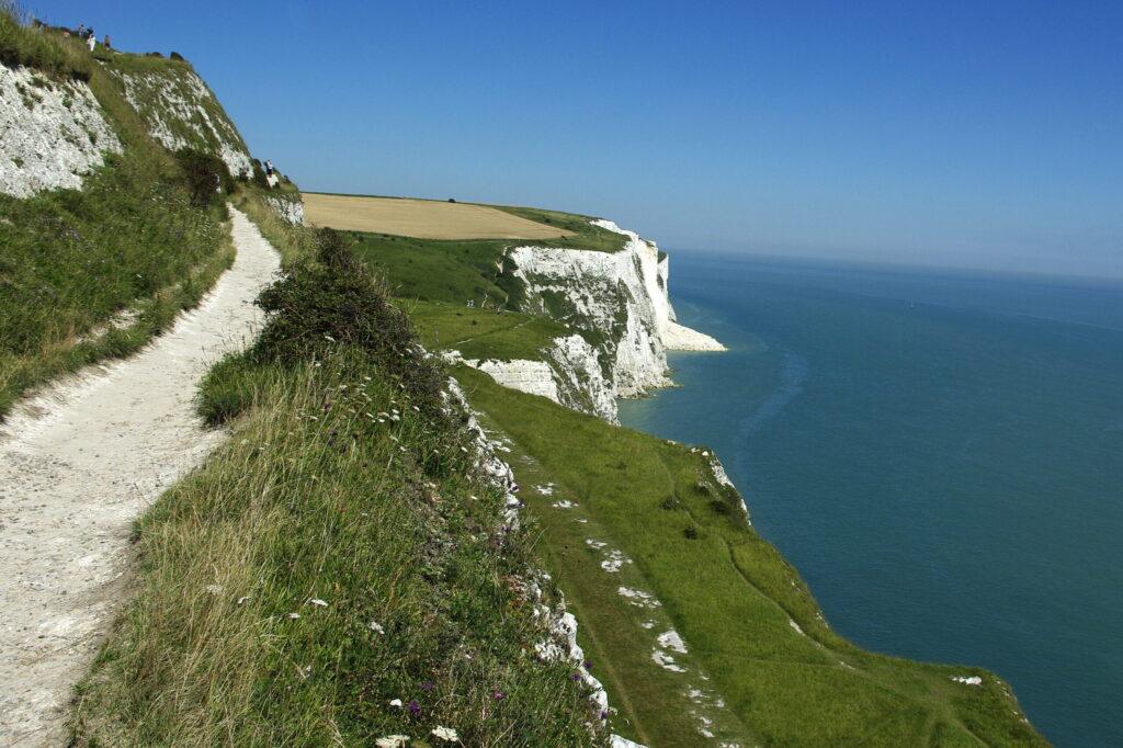 pituresque white cliffs and sea