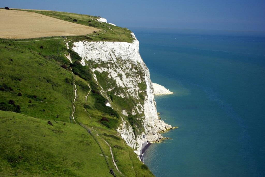 pituresque white cliffs and sea