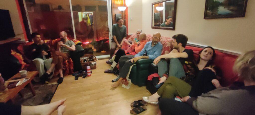 Relaxing in the lounge