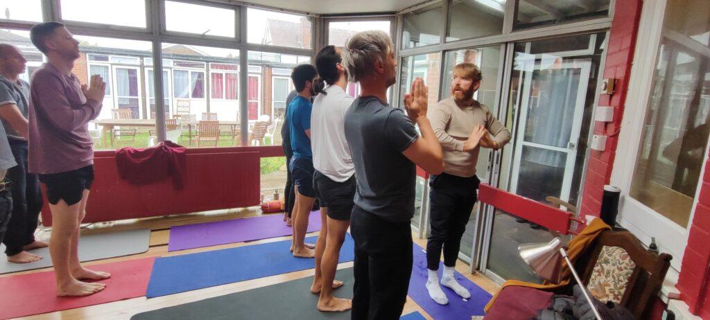 sun salutatios in the hall